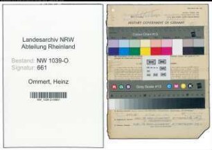 Entnazifizierung Heinz Ommert , geb. 13.11.1913 (Physiker)
