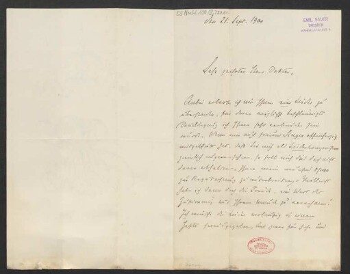 Brief an B. Schott's Söhne : 21.09.1900