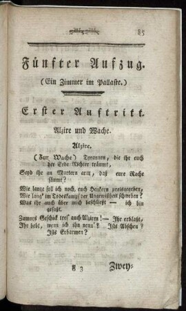 Fünfter Aufzug. (Ein Zimmer im Pallaste.)
