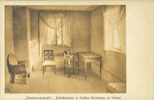 "Abendsonnenstrahl". Arbeitszimmer in Goethes Gartenhaus zu Weimar