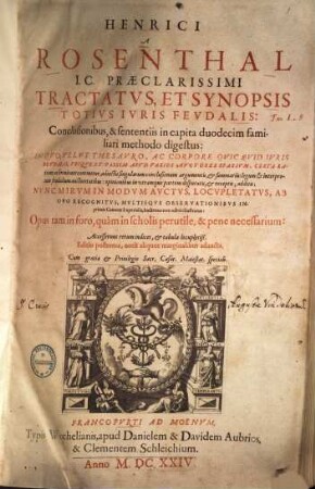 Tractatus et synopsis totius iuris feudalis. 1
