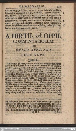 A. Hirtii vel Oppii, Commentariorum De Bello Africano
