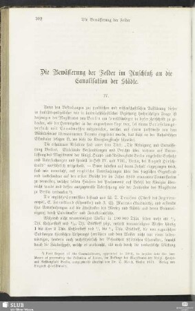Die Bewässerung der Felder im Anschluß an die Canalisation der Städte : IV.
