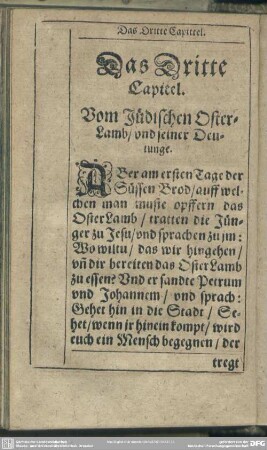 Das Dritte Capitel. Vom Jüdischen Oster-Lamb, und seiner Deutunge
