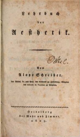 Lehrbuch der Aesthetik