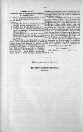 In nicht öffentlicher Sitzung (196), 14. Juni 1911