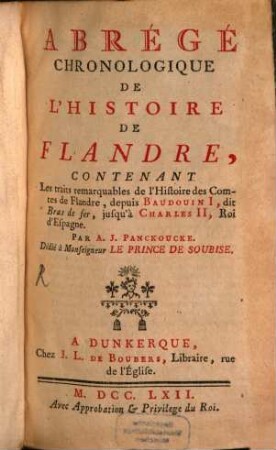 Abrégé chronologique de l'histoire de Flandre