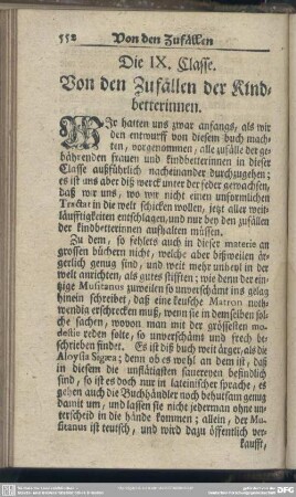 Die IX. Classe. Von den Zufällen der Kindbetterinnen