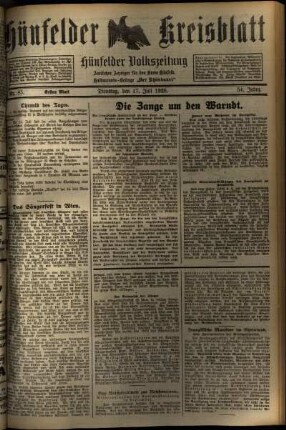 Erste Ausgabe vom Dienstag, den 17. Juli 1928.
