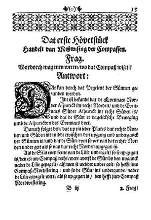 Dat erste Hövetstück. Handelt van Mißwising der Compassen.