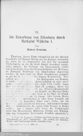 VI. Die Erwerbung von Eilenburg durch Markgraf Wilhelm I.