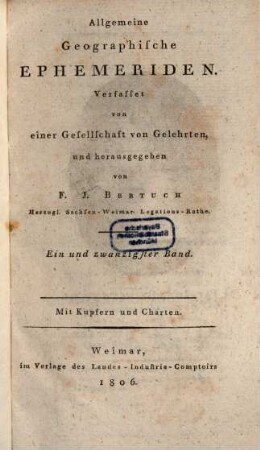 Allgemeine geographische Ephemeriden. 21. 1806