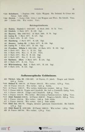 Außereuropäische Goldmünzen (Nr. 408-778)