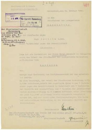 Strafakte Hagenmeyer, Erich, Polizeidirektor, Ulm, Bd.3 Qu.481-510
