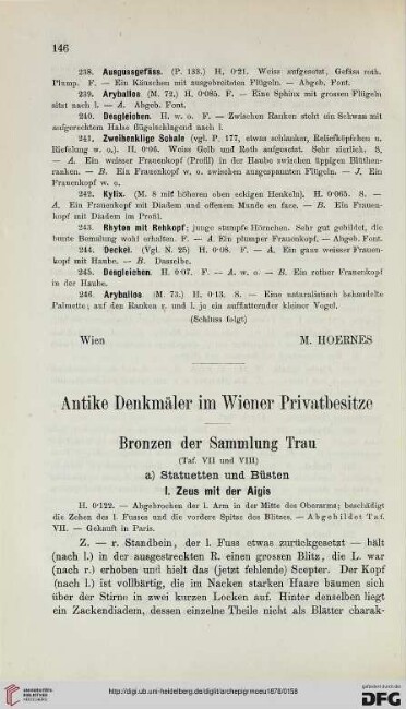 2: Antike Denkmäler im Wiener Privatbesitze, [3] : Bronzen der Sammlung Trau