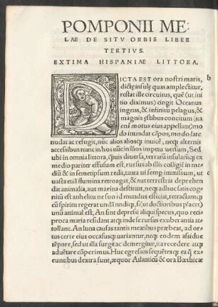Pomponii Melae De Situ Orbis Liber Tertius.