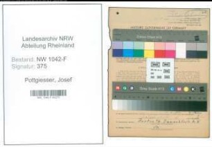 Entnazifizierung Josef Pottgiesser , geb. 07.11.1902 (Sparkassenangestellter)