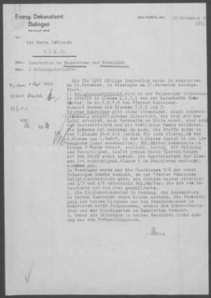Meßstetten-Hossingen: Inspektionsbericht 1952