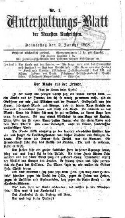 Neueste Nachrichten aus dem Gebiete der Politik. 1868, [b] = Unterhaltungs-Blatt der Neuesten Nachrichten, 1 - 6