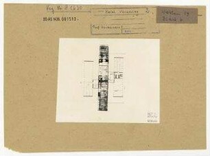 Entwurf für ein Hotel gegenüber der Deutschen Sporthalle an der Stalinallee. Berlin, Friedrichshain, Stalinallee (seit 1961 Karl-Marx-Allee)/Andreasstraße/Koppenstraße/Singerstraße