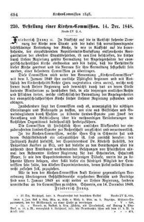 230. Bestellung einer Kirchen-Commission. 14. Dec. 1848.