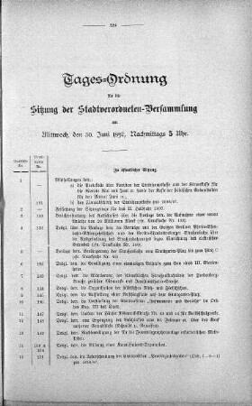 Tages-Ordnung, 30. Juni 1897