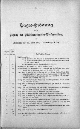 Tages-Ordnung, 30. Juni 1897