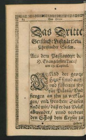 Das Dritte Geistliche Lustgärtlein Christlicher Seelen.