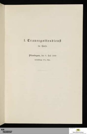 Trauergottesdienst im Hause