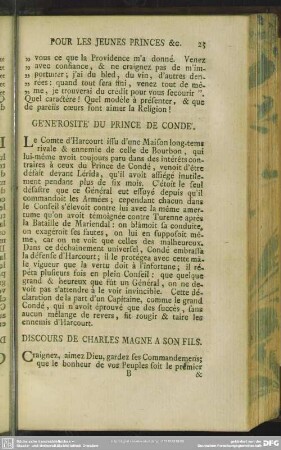 Générosité Du Prince De Conde