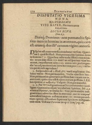 Disputatio Vigesima Nona. Respondente Vito Mayer, ...