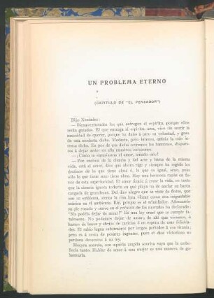 Un problema eterno : (Capitulo de "El pensador")