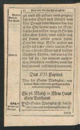 Das VII. Capittel. Von der Seelen Wirdigkeit/ von wahrer Rewe ...