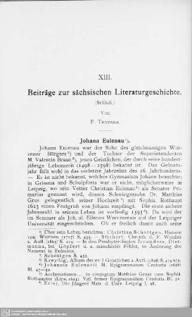 XIII. Beiträge zur sächsischen Literaturgeschichte : (Schluß)