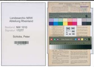 Entnazifizierung Peter Schicks , geb. 27.04.1896 (Angestellter)