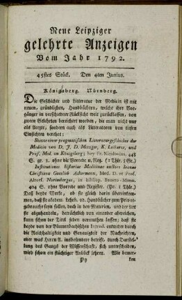 45stes Stück. Den 4ten Junius.