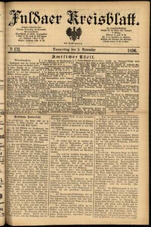 Erste Ausgabe vom Donnerstag, den 05. November 1896.