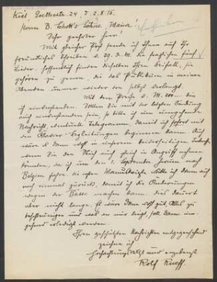 Brief an B. Schott's Söhne : 02.08.1915