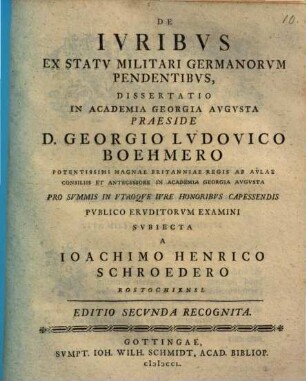 De iuribus ex statu militari Germanorum pendentibus dissertatio