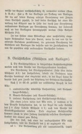 B. Gerichtskosten (Gebühren und Auslagen).