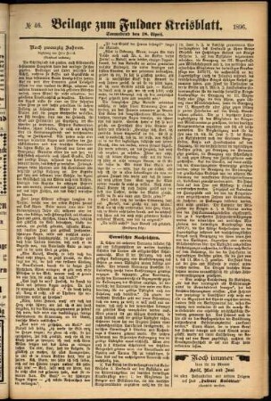 Zweite Ausgabe vom Samstag, den 18. April 1896.