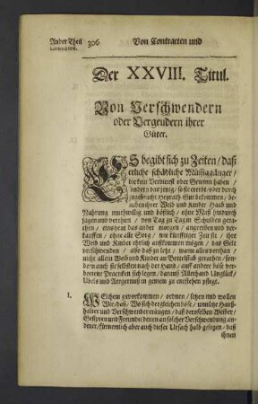 Der XXVIII. Titul.