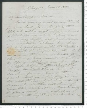 Brief von William Jackson Hooker an Adelbert von Chamisso