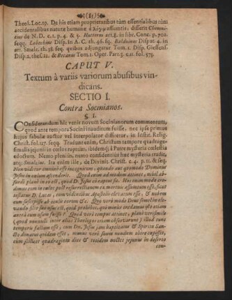 Caput V. Textum a variis variorum abusibus vindicans.