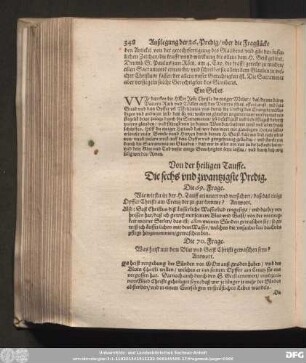Von der heiligen Tauffe. Die sechs und zwantzigste Predig.