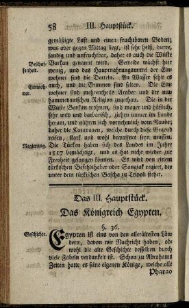 Das III. Hauptstück. Das Königreich Egypten.