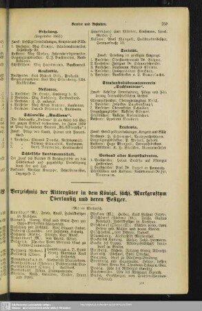 Verzeichnis der Rittergüter in dem Königl. sächs. Markgraftum Oberlausitz und deren Besitzer