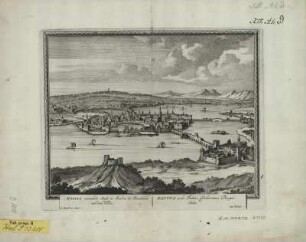 Ansicht von Mantua, Kupferstich, 1702 : Mantua vermaerde Stadt in Italien de Residenzie van der Vorst : cum Privil. = Mantua urbs Celeberrima Principis Sedes / Pet. Schenk exc.. - Amst[elodami] , [1702]. - 1 Kunstbl. : Kupferst. ; Plattengr. 27 x 22 cm +++ Auch enth. in: Petri Schenkii Hecatompolis sive totius orbis terrarum oppida nobiliora centum