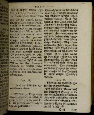 Cap. II. Divinam Filii Dei Generationem docet. Cap. II. Lehret uns die Göttliche Geburt deß Sohns Gottes.