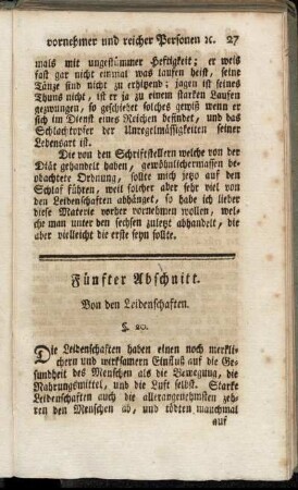 Fünfter Abschnitt. Von den Leidenschaften.